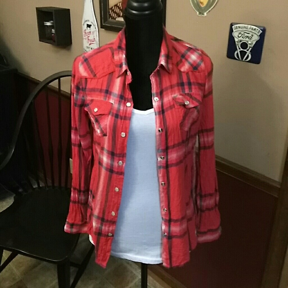 Red white and blue botton down "flanel"